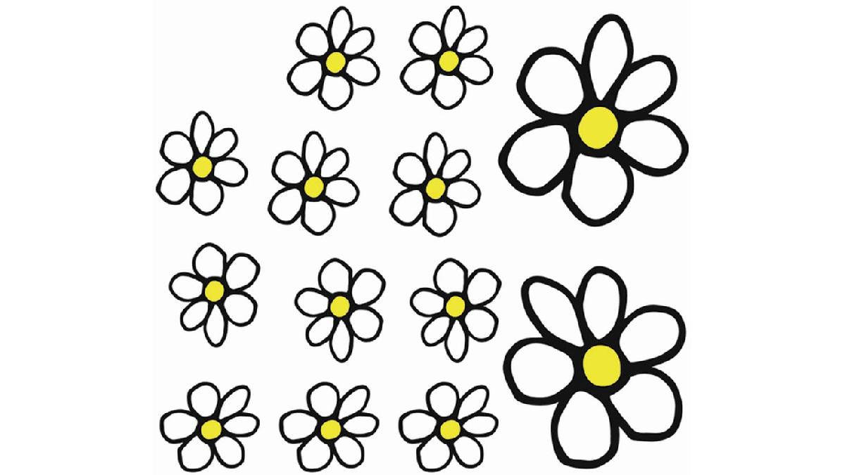 Autocollant+Flowers+-+blanc%2Fjaune+-+13.5x15.5cm